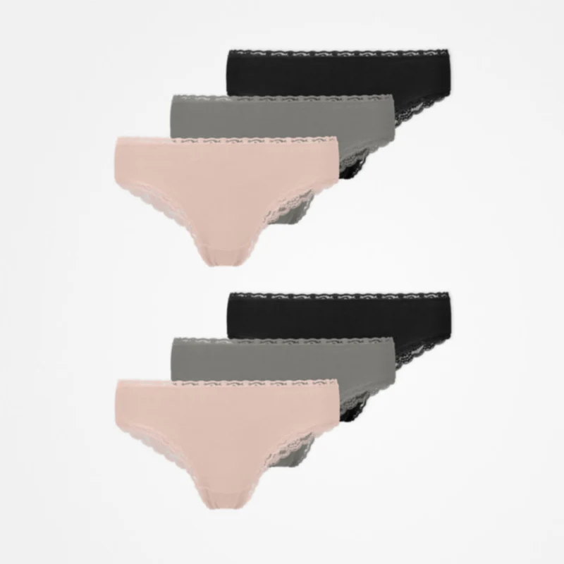 Brazilian Slips mit Spitze | Mix (Apricot/Grün/Schwarz)