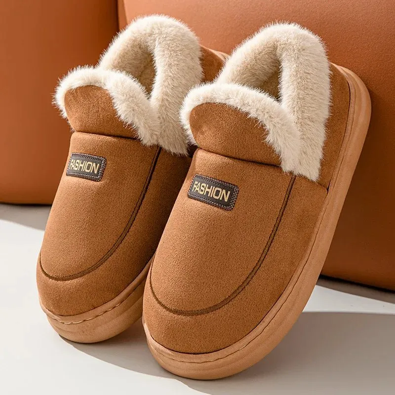 Evshine Warme, flauschige Hausschuhe für Damen und Herren – Gemütliche, mit Plüsch gefütterte, rutschfeste Baumwollpantoffeln für den Winter im Freien