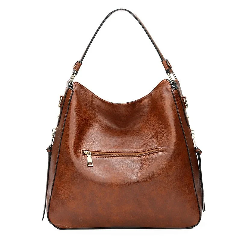 Vegane Leder-Hobo-Tasche von DIDA BEAR – Geräumige Damen-Schultertasche, weiche Vintage-Handtasche mit Reißverschluss