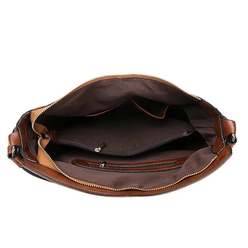 Vegane Leder-Hobo-Tasche von DIDA BEAR – Geräumige Damen-Schultertasche, weiche Vintage-Handtasche mit Reißverschluss