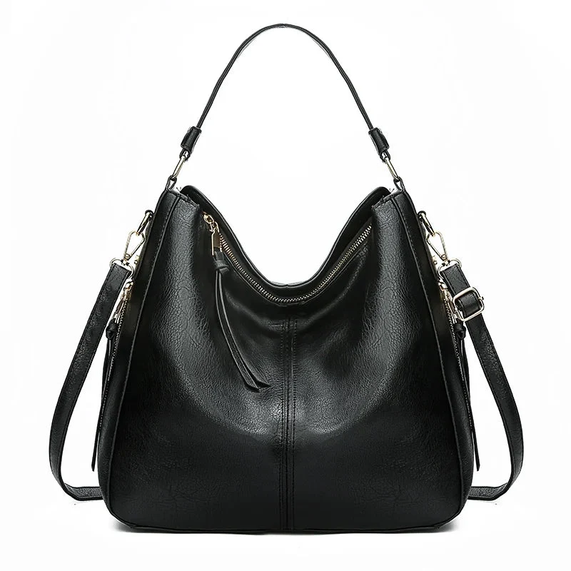 Vegane Leder-Hobo-Tasche von DIDA BEAR – Geräumige Damen-Schultertasche, weiche Vintage-Handtasche mit Reißverschluss