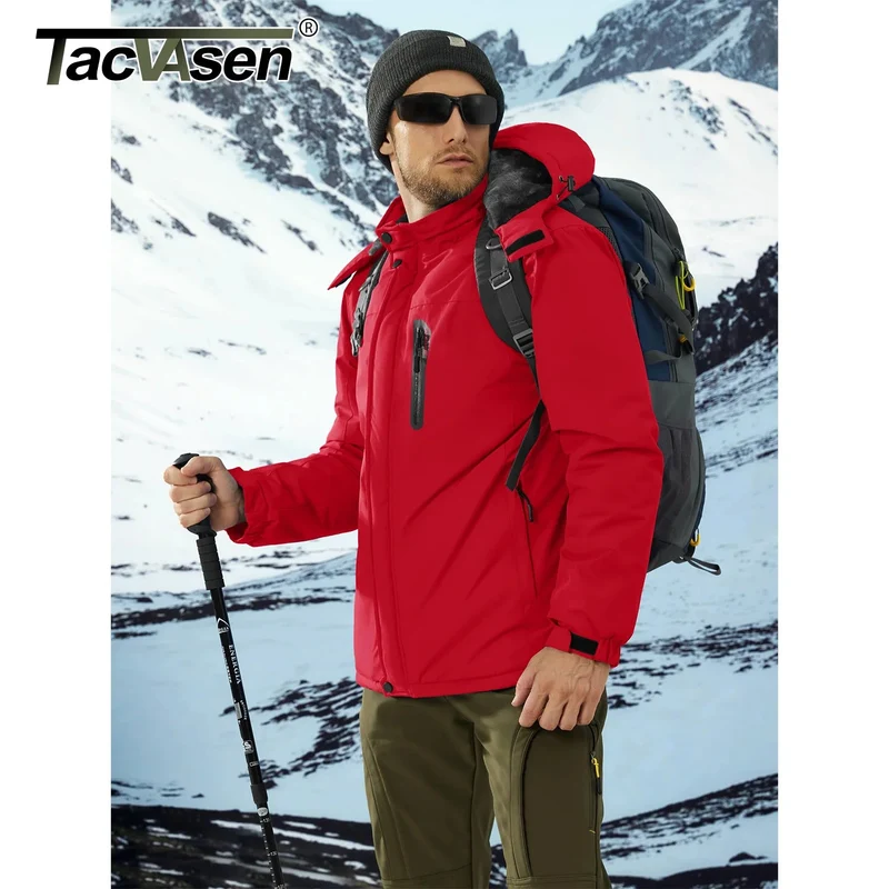 TACVASEN Winterfleecejacke Herren Wasserdicht Wandern Skifahren Outdoor Bergsteigen Windbreaker Parka
