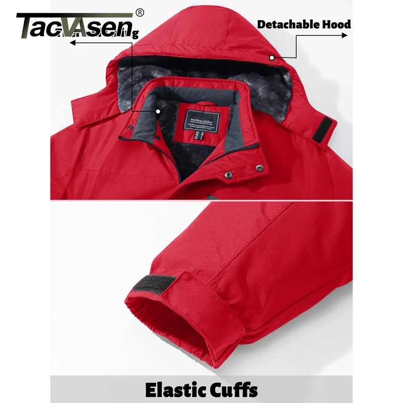 TACVASEN Winterfleecejacke Herren Wasserdicht Wandern Skifahren Outdoor Bergsteigen Windbreaker Parka