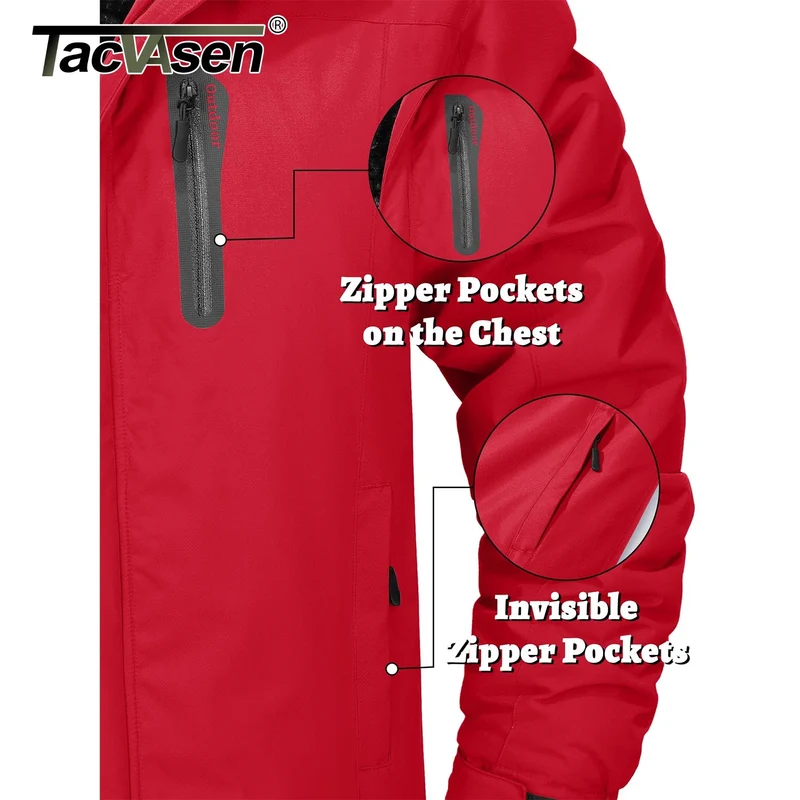 TACVASEN Winterfleecejacke Herren Wasserdicht Wandern Skifahren Outdoor Bergsteigen Windbreaker Parka