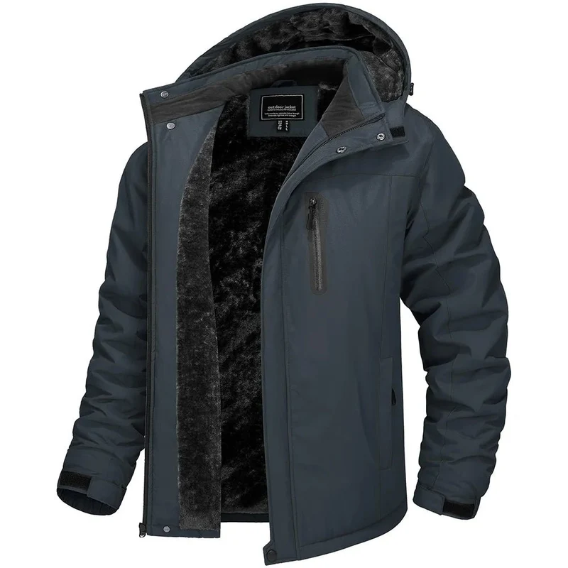 TACVASEN Winterfleecejacke Herren Wasserdicht Wandern Skifahren Outdoor Bergsteigen Windbreaker Parka