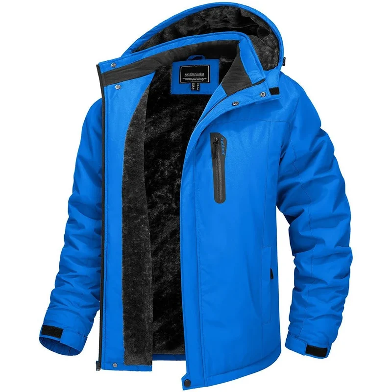 TACVASEN Winterfleecejacke Herren Wasserdicht Wandern Skifahren Outdoor Bergsteigen Windbreaker Parka