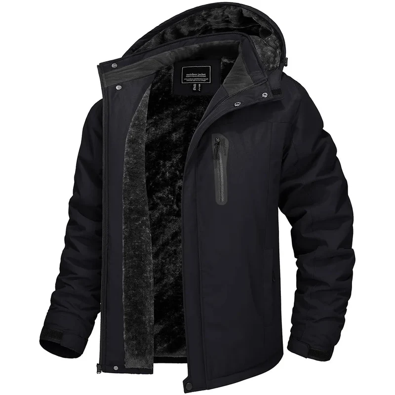 TACVASEN Winterfleecejacke Herren Wasserdicht Wandern Skifahren Outdoor Bergsteigen Windbreaker Parka