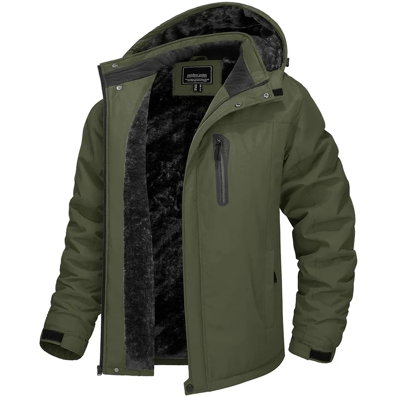 TACVASEN Winterfleecejacke Herren Wasserdicht Wandern Skifahren Outdoor Bergsteigen Windbreaker Parka