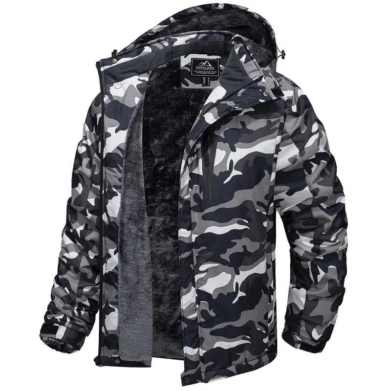 TACVASEN Winterfleecejacke Herren Wasserdicht Wandern Skifahren Outdoor Bergsteigen Windbreaker Parka