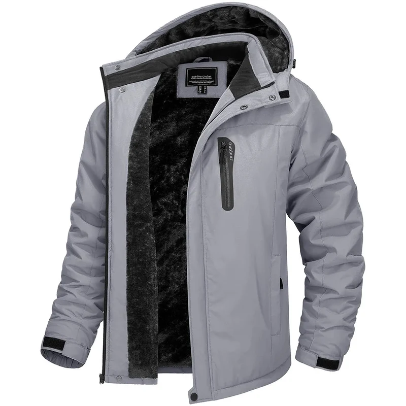TACVASEN Winterfleecejacke Herren Wasserdicht Wandern Skifahren Outdoor Bergsteigen Windbreaker Parka