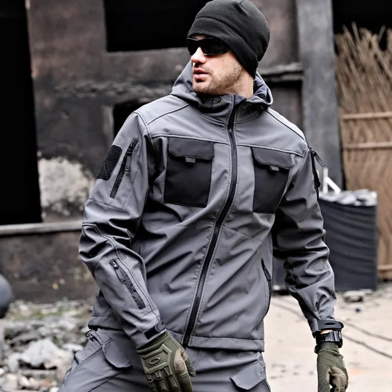 Outdoor-Kletterjacke für Herren – Fleecegefütterter, dicker Mantel mit langen Ärmeln, Reißverschluss und weichem Stehkragen für Herbst und Winter