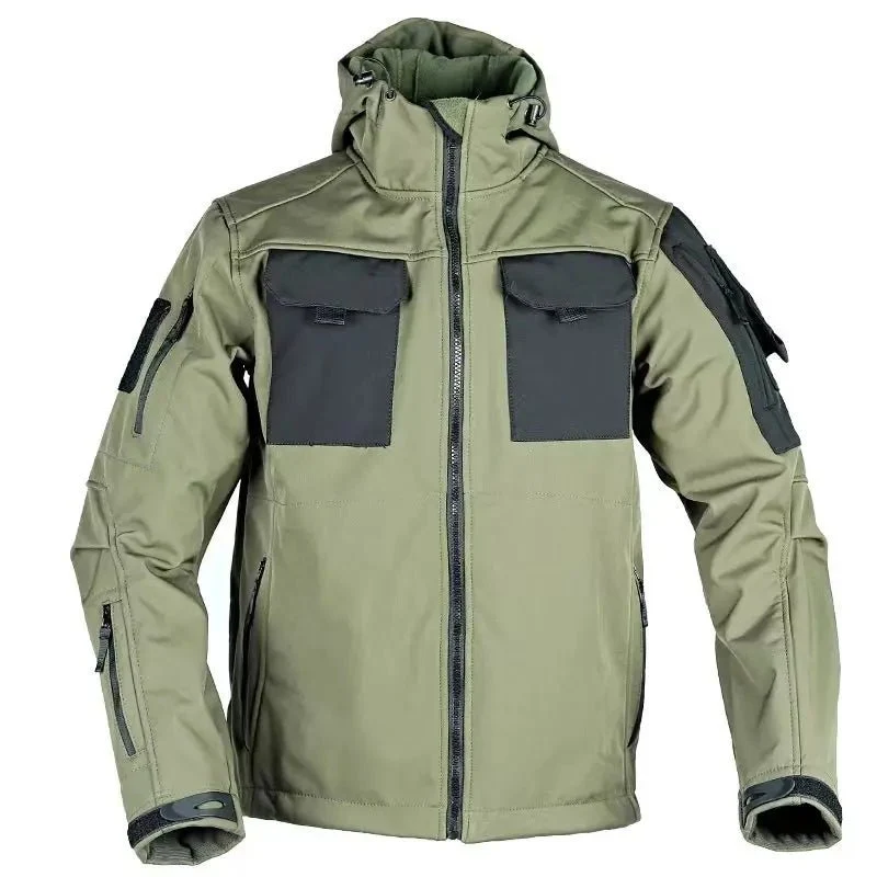 Outdoor-Kletterjacke für Herren – Fleecegefütterter, dicker Mantel mit langen Ärmeln, Reißverschluss und weichem Stehkragen für Herbst und Winter