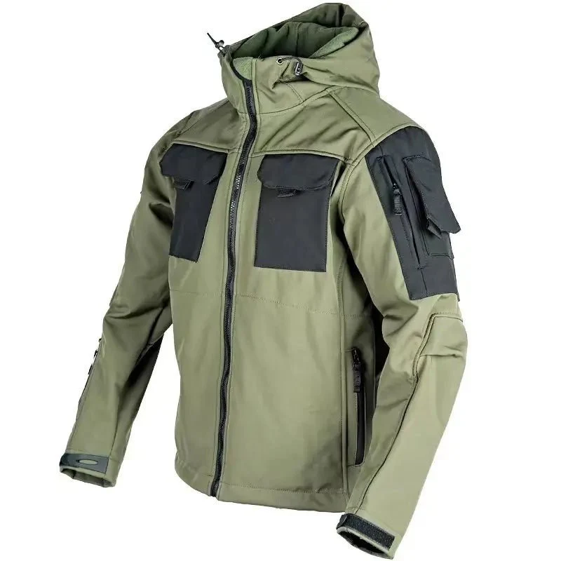 Outdoor-Kletterjacke für Herren – Fleecegefütterter, dicker Mantel mit langen Ärmeln, Reißverschluss und weichem Stehkragen für Herbst und Winter