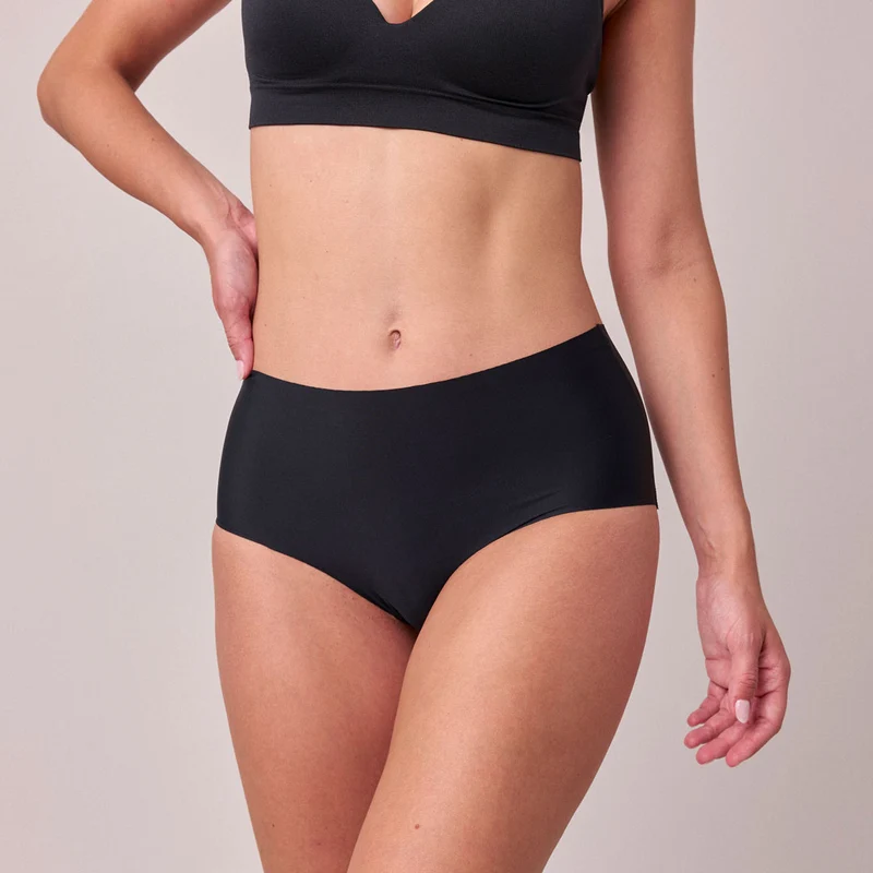 High Waist Hipster Panties Seamless | Schwarz