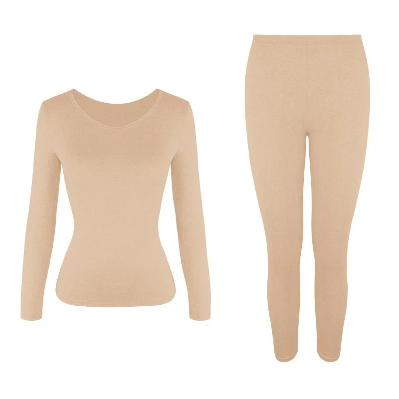 Damen-Thermo-Unterwäsche-Set mit Fleecefutter – Weiches Oberteil und Unterteil, 2-teilig