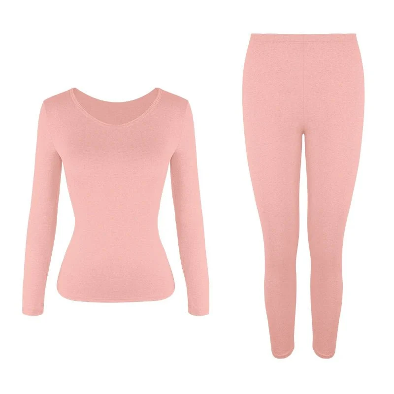 Damen-Thermo-Unterwäsche-Set mit Fleecefutter – Weiches Oberteil und Unterteil, 2-teilig