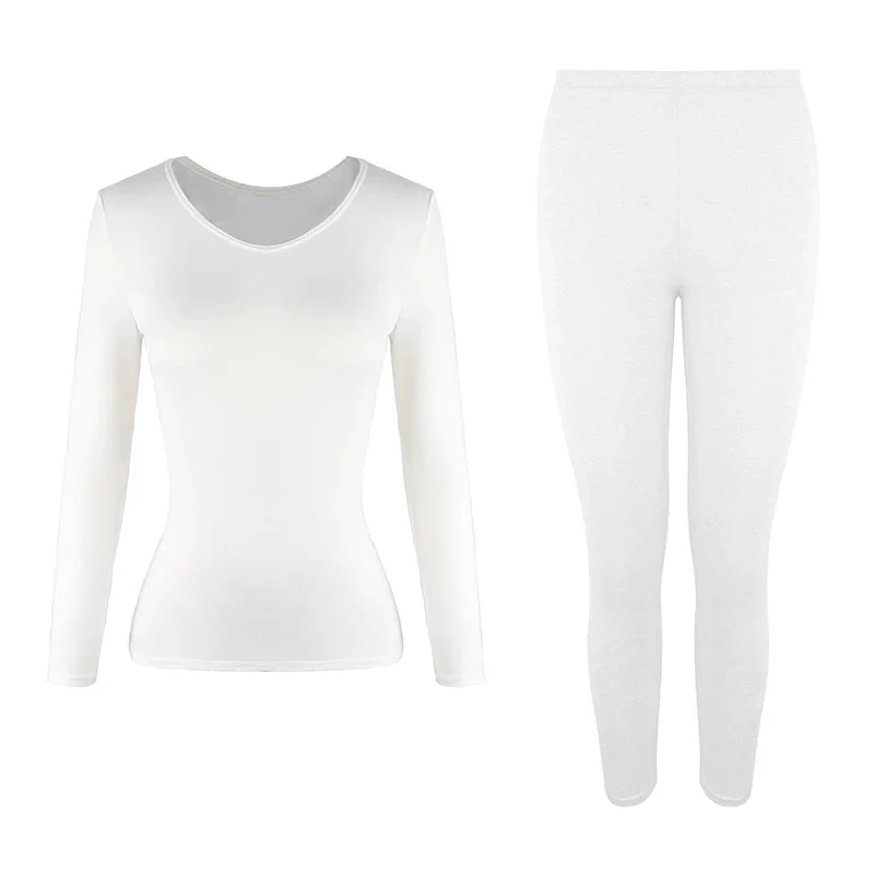 Damen-Thermo-Unterwäsche-Set mit Fleecefutter – Weiches Oberteil und Unterteil, 2-teilig