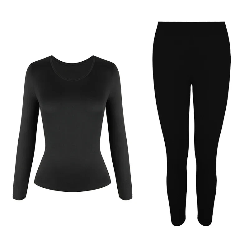 Damen-Thermo-Unterwäsche-Set mit Fleecefutter – Weiches Oberteil und Unterteil, 2-teilig