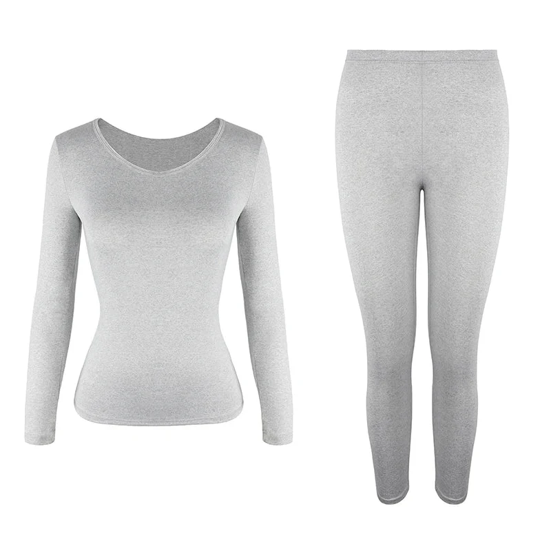 Damen-Thermo-Unterwäsche-Set mit Fleecefutter – Weiches Oberteil und Unterteil, 2-teilig