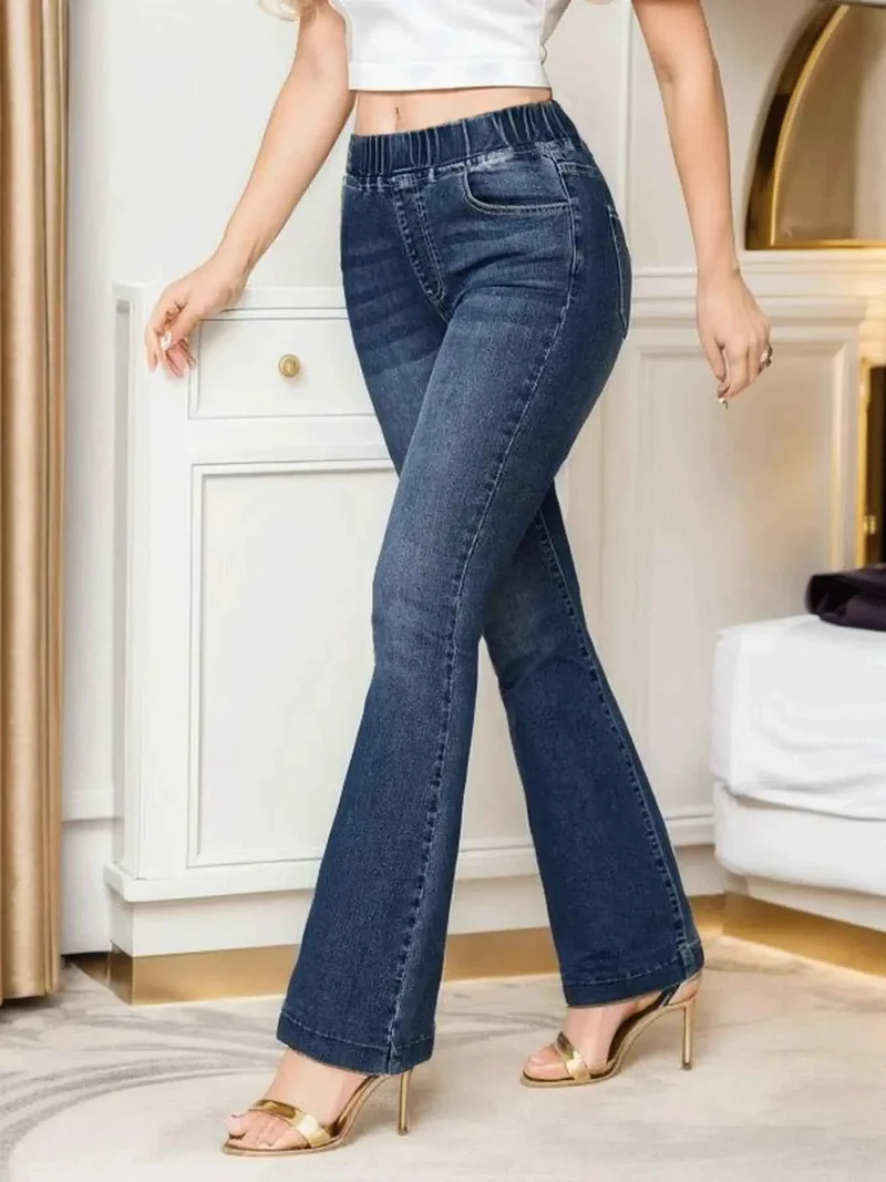Frühjahr 2024: Neue Mode – High-Stretch-Jeans mit elastischem Bund, Bootcut-Schnitt, schmaler Passform, Hüftlift-Effekt, ausgestellten Denimhosen, lässigen Skinny-Jeans