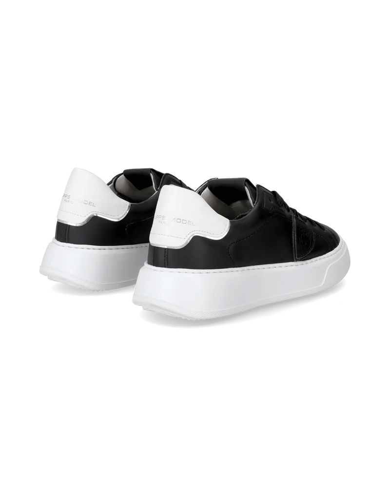 Women's Temple Low-Top Sneakers in Leather, Black White