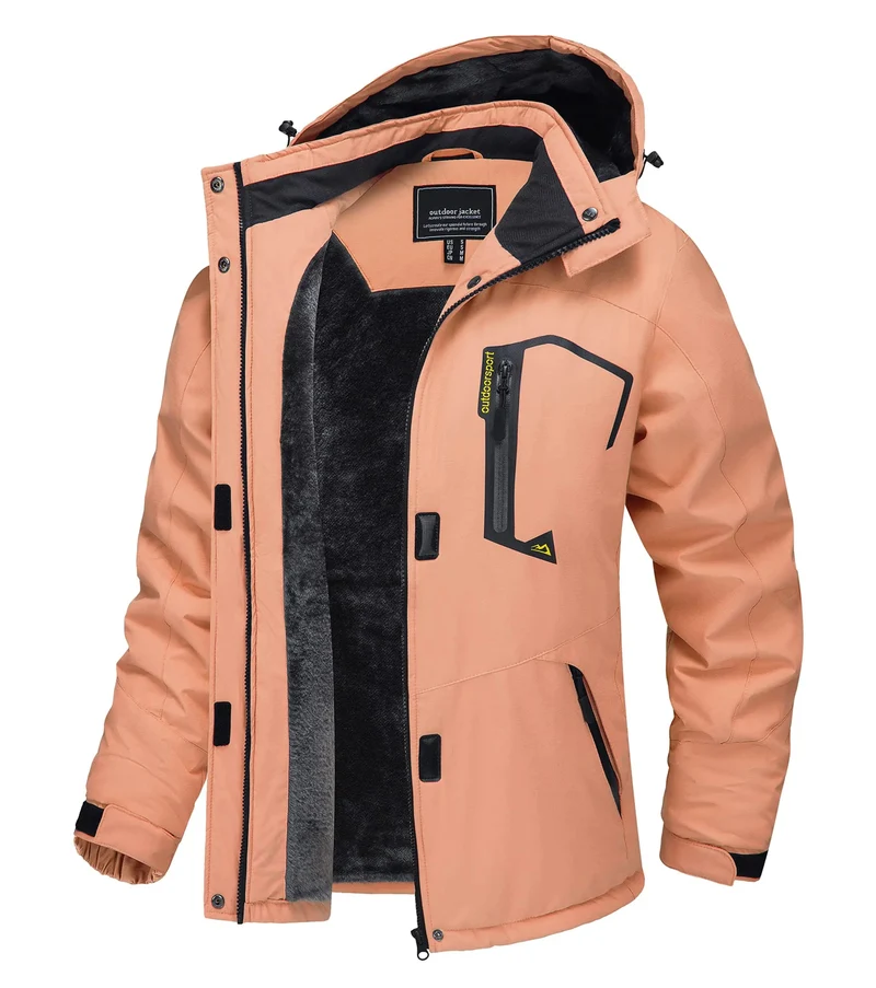 TACVASEN Wasserdichte Winter-Skijacke - Damen-Thermo-Fleecemantel, wasserdicht, Freizeit-Regen- und Windjacke