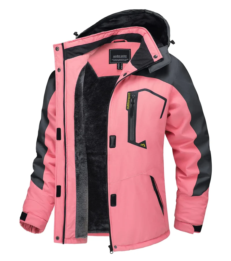 TACVASEN Wasserdichte Winter-Skijacke - Damen-Thermo-Fleecemantel, wasserdicht, Freizeit-Regen- und Windjacke
