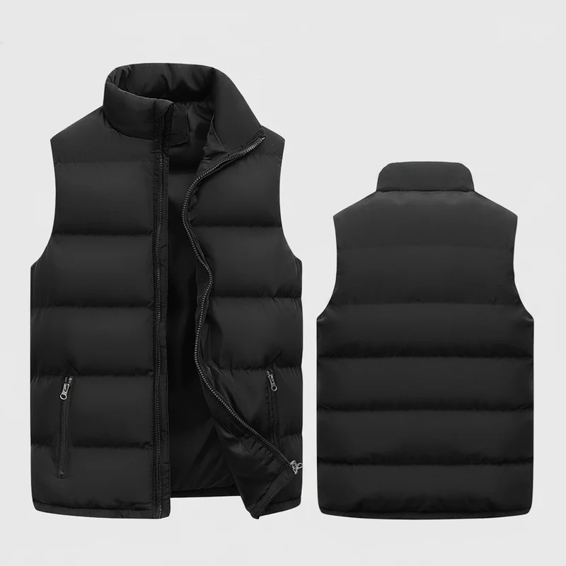 Herren Warme ärmellose Weste Winterjacke Wasserdicht Reißverschlussmantel Herbst Stehkragen Freizeitweste Markenbekleidung