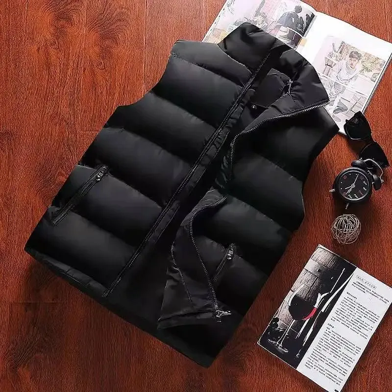 Herren Warme ärmellose Weste Winterjacke Wasserdicht Reißverschlussmantel Herbst Stehkragen Freizeitweste Markenbekleidung