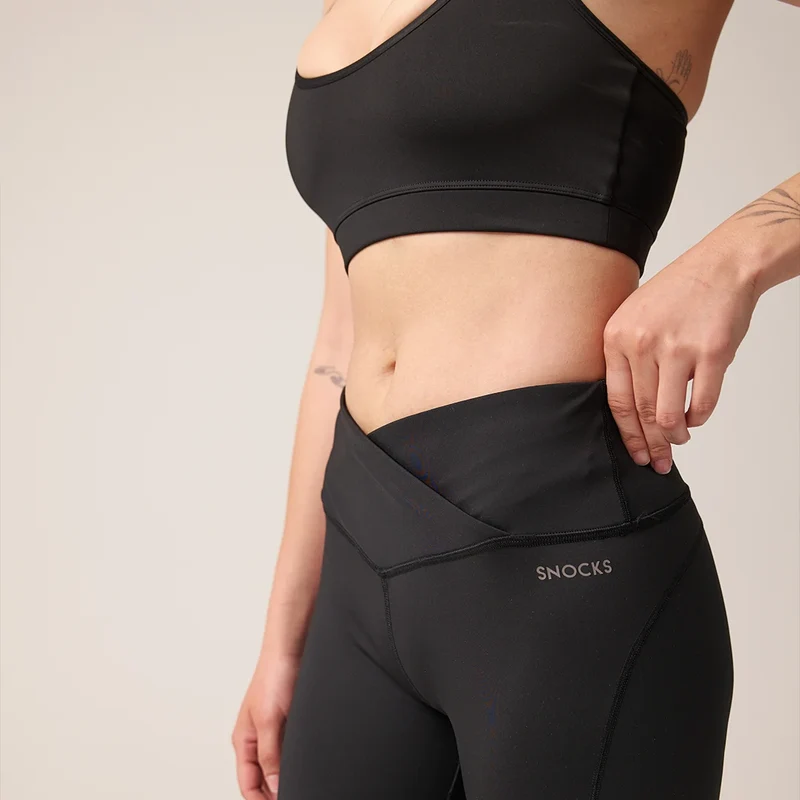 High Waist Leggings V Cross | Schwarz