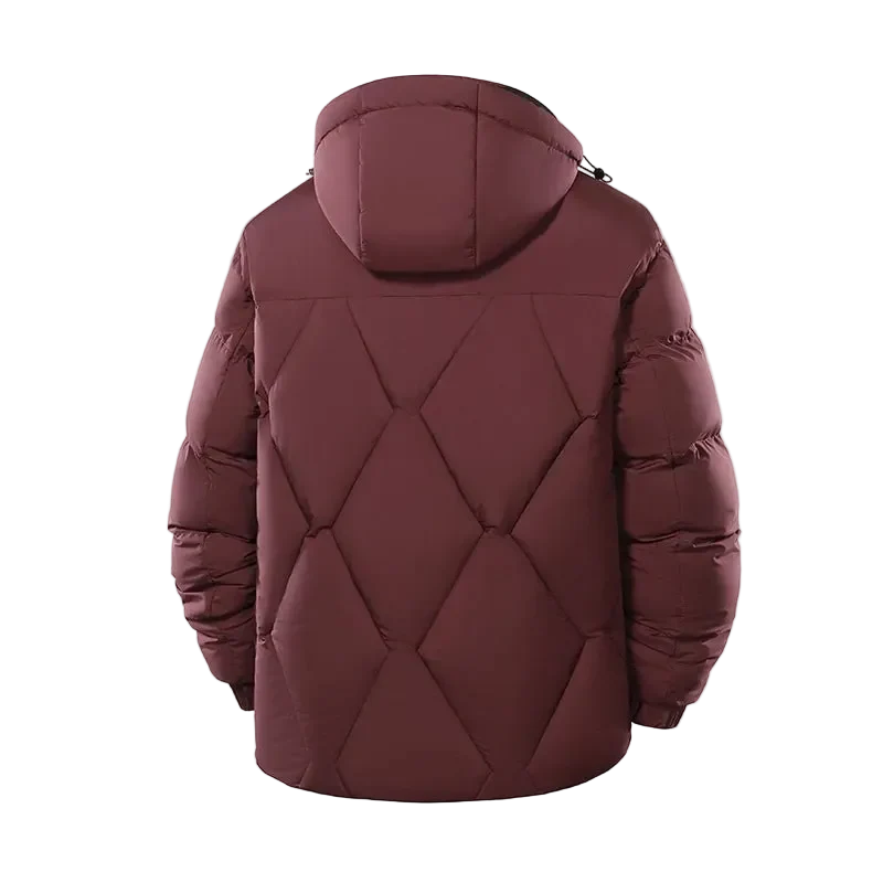 Winterliche Herren-Windjacke, lässige, modische Steppjacke mit Kapuze und abnehmbarer Mütze