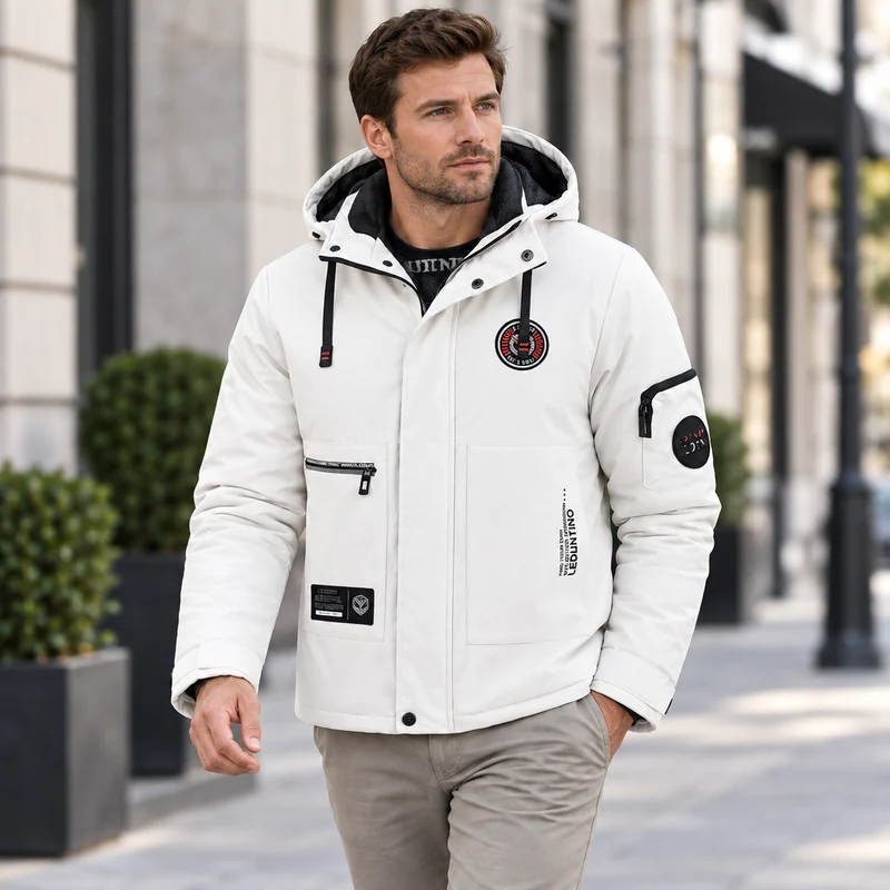 Wasserdichte Winterjacke für Herren – Winddichte Outdoor-Jacke mit Kapuze für Reisen, Klettern und Trekking