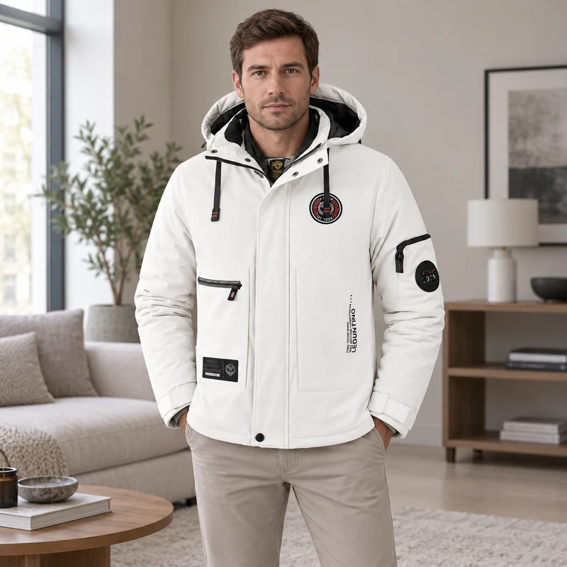 Wasserdichte Winterjacke für Herren – Winddichte Outdoor-Jacke mit Kapuze für Reisen, Klettern und Trekking