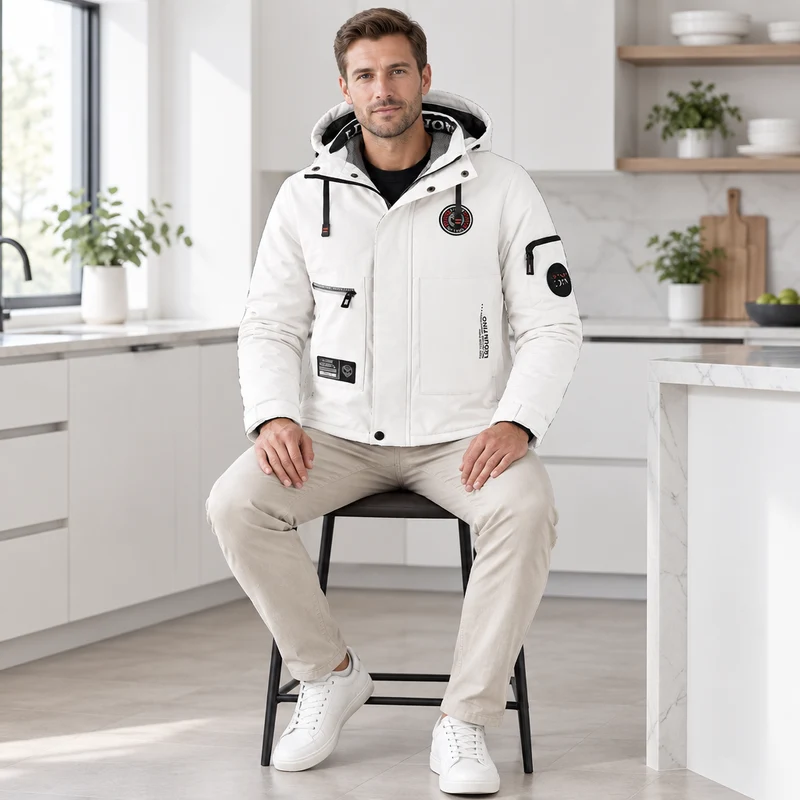 Wasserdichte Winterjacke für Herren – Winddichte Outdoor-Jacke mit Kapuze für Reisen, Klettern und Trekking