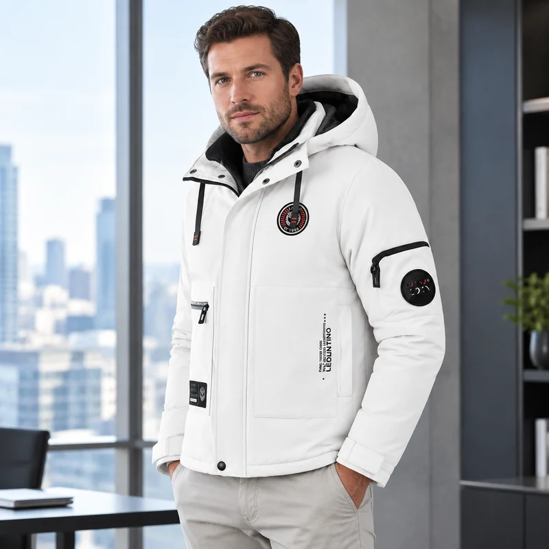 Wasserdichte Winterjacke für Herren – Winddichte Outdoor-Jacke mit Kapuze für Reisen, Klettern und Trekking