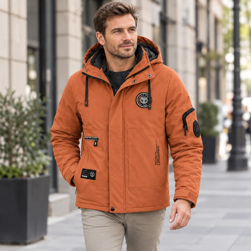 Wasserdichte Winterjacke für Herren – Winddichte Outdoor-Jacke mit Kapuze für Reisen, Klettern und Trekking