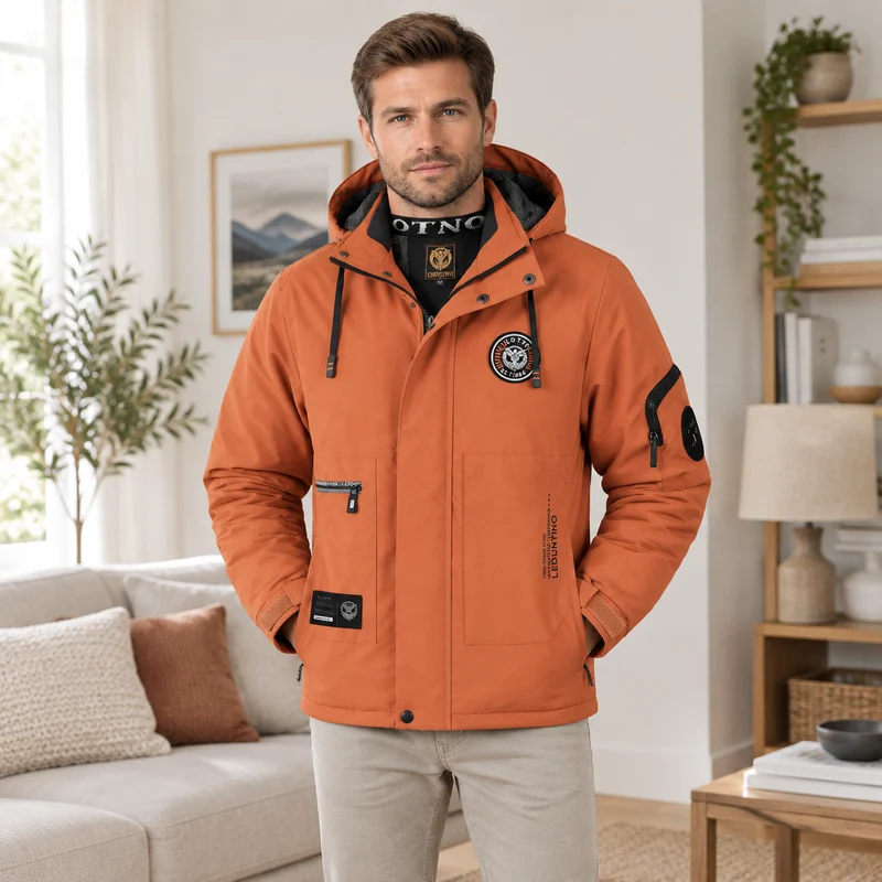 Wasserdichte Winterjacke für Herren – Winddichte Outdoor-Jacke mit Kapuze für Reisen, Klettern und Trekking