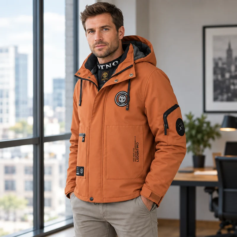 Wasserdichte Winterjacke für Herren – Winddichte Outdoor-Jacke mit Kapuze für Reisen, Klettern und Trekking
