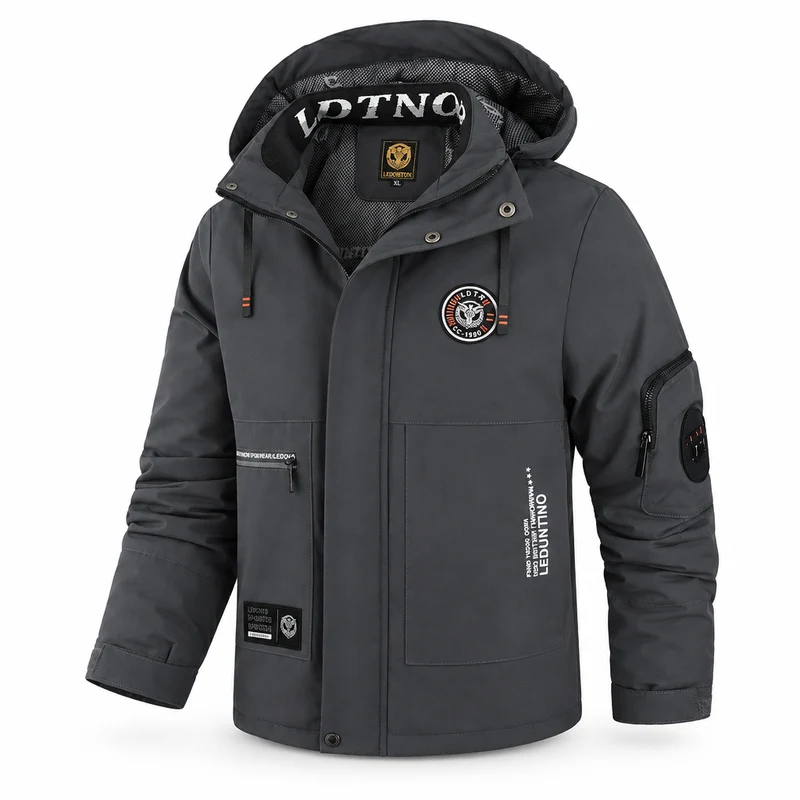Wasserdichte Winterjacke für Herren – Winddichte Outdoor-Jacke mit Kapuze für Reisen, Klettern und Trekking