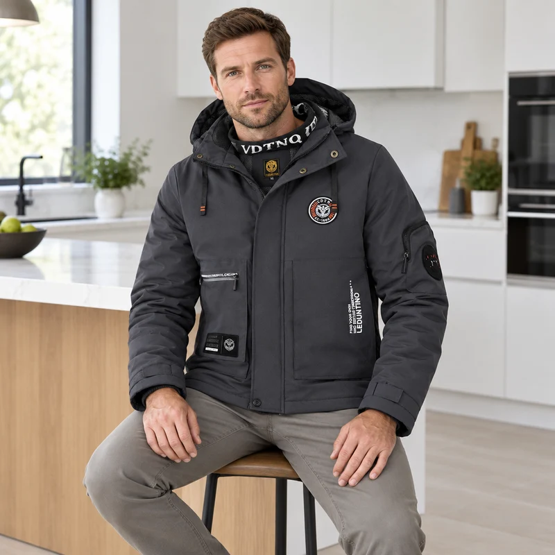 Wasserdichte Winterjacke für Herren – Winddichte Outdoor-Jacke mit Kapuze für Reisen, Klettern und Trekking
