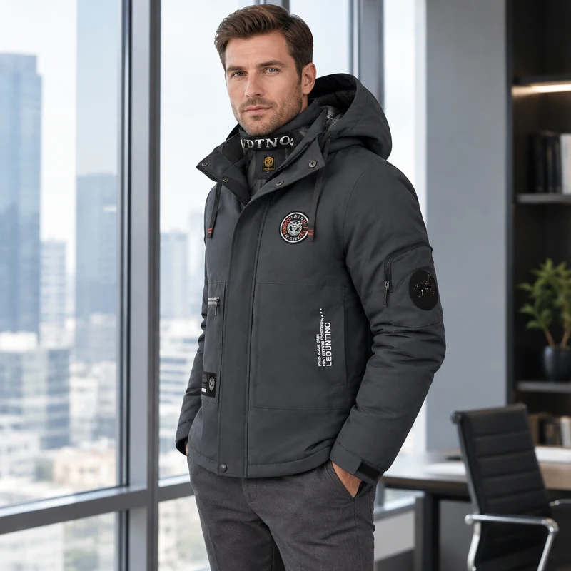Wasserdichte Winterjacke für Herren – Winddichte Outdoor-Jacke mit Kapuze für Reisen, Klettern und Trekking