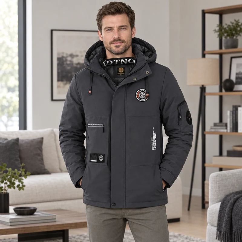 Wasserdichte Winterjacke für Herren – Winddichte Outdoor-Jacke mit Kapuze für Reisen, Klettern und Trekking