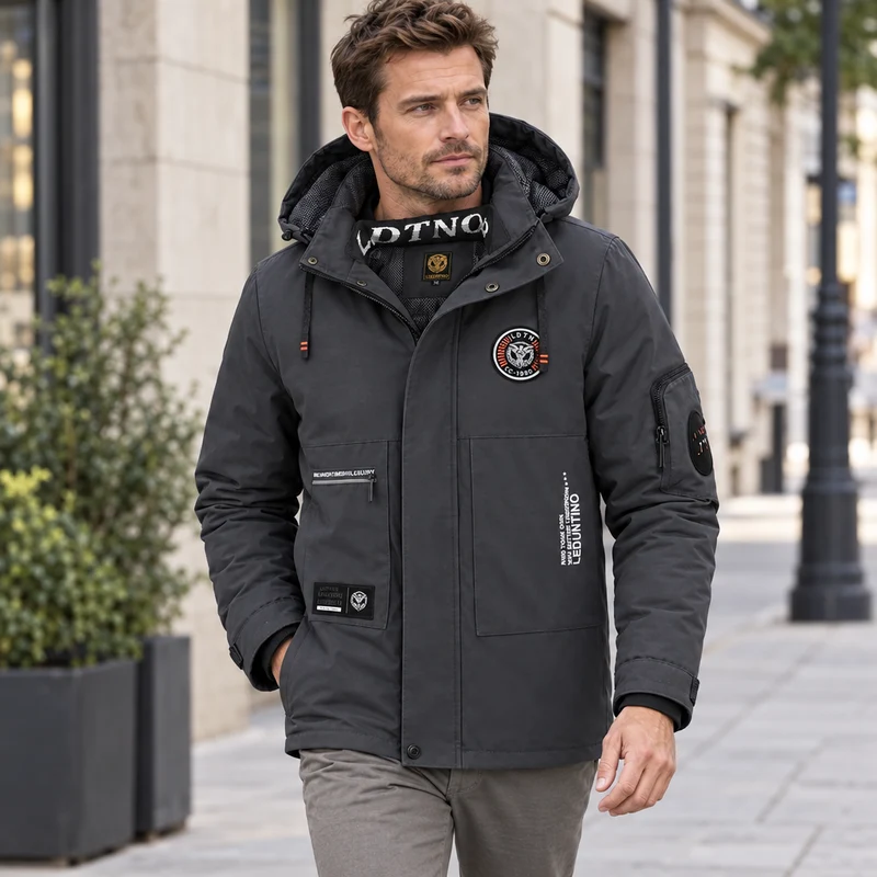 Wasserdichte Winterjacke für Herren – Winddichte Outdoor-Jacke mit Kapuze für Reisen, Klettern und Trekking