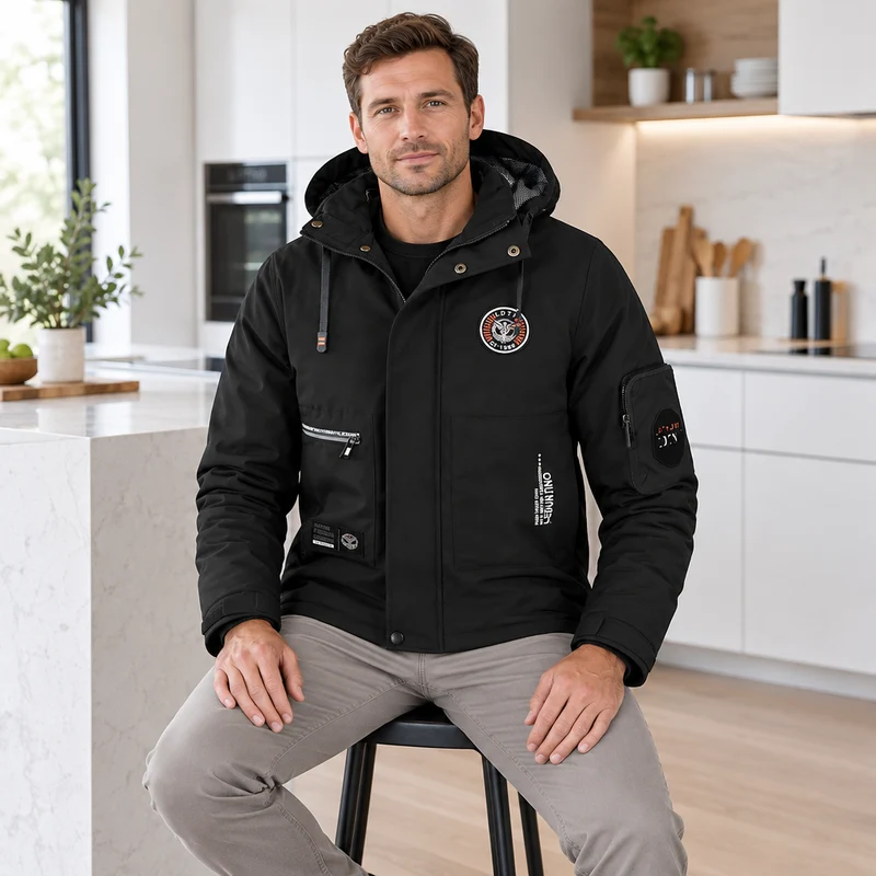 Wasserdichte Winterjacke für Herren – Winddichte Outdoor-Jacke mit Kapuze für Reisen, Klettern und Trekking