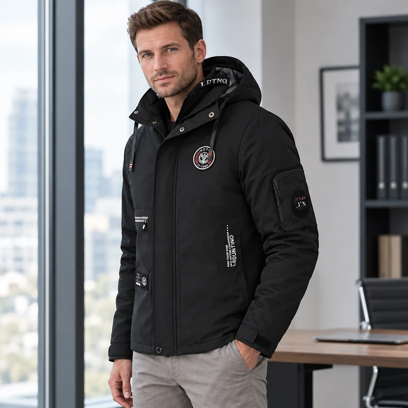 Wasserdichte Winterjacke für Herren – Winddichte Outdoor-Jacke mit Kapuze für Reisen, Klettern und Trekking