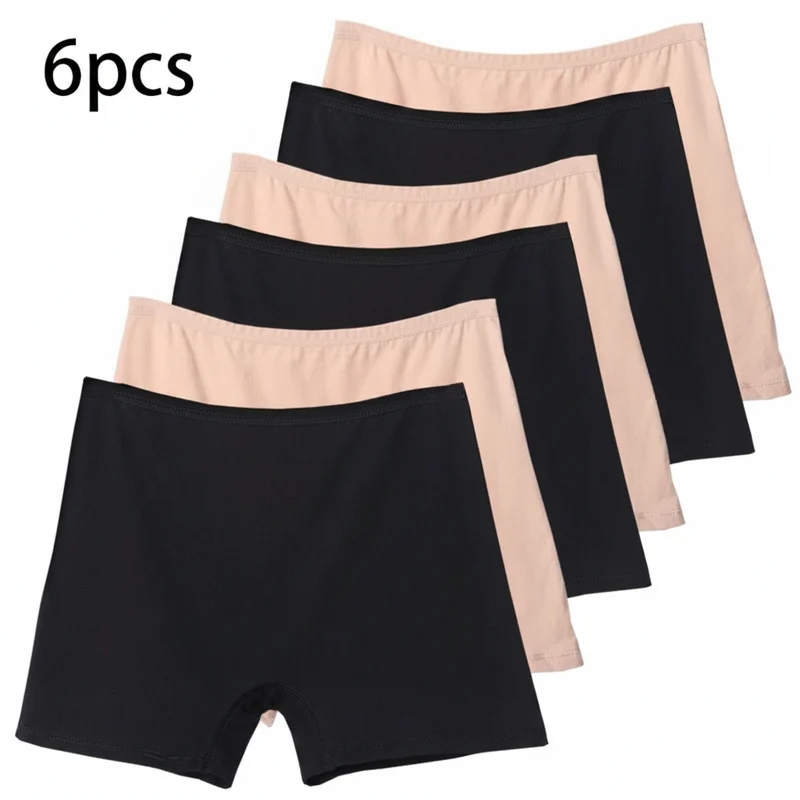 6er-Pack Plus Size Boxer Briefs aus Baumwolle, Damen-Sicherheitsslips mit hohem Bund