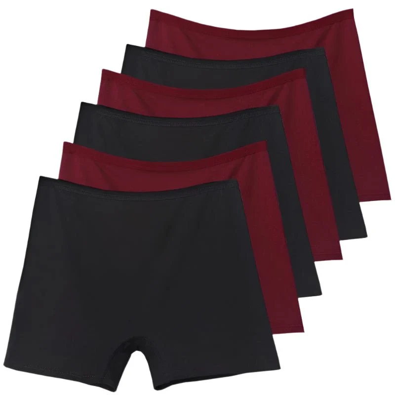 6er-Pack Plus Size Boxer Briefs aus Baumwolle, Damen-Sicherheitsslips mit hohem Bund