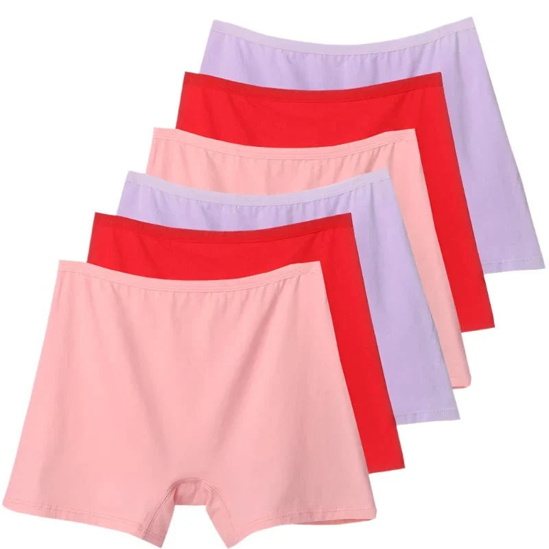 6er-Pack Plus Size Boxer Briefs aus Baumwolle, Damen-Sicherheitsslips mit hohem Bund