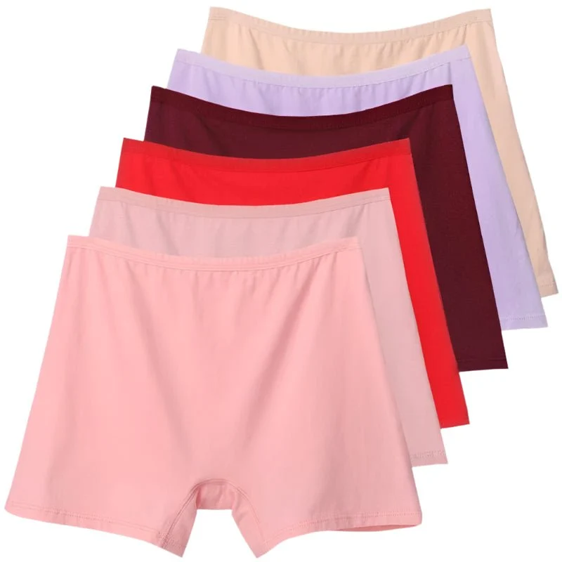 6er-Pack Plus Size Boxer Briefs aus Baumwolle, Damen-Sicherheitsslips mit hohem Bund