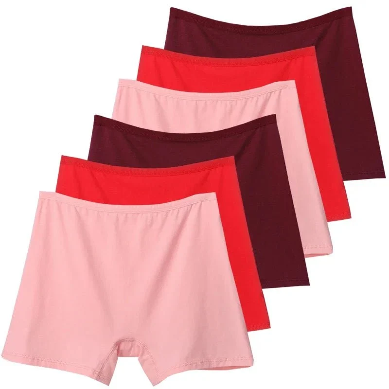 6er-Pack Plus Size Boxer Briefs aus Baumwolle, Damen-Sicherheitsslips mit hohem Bund